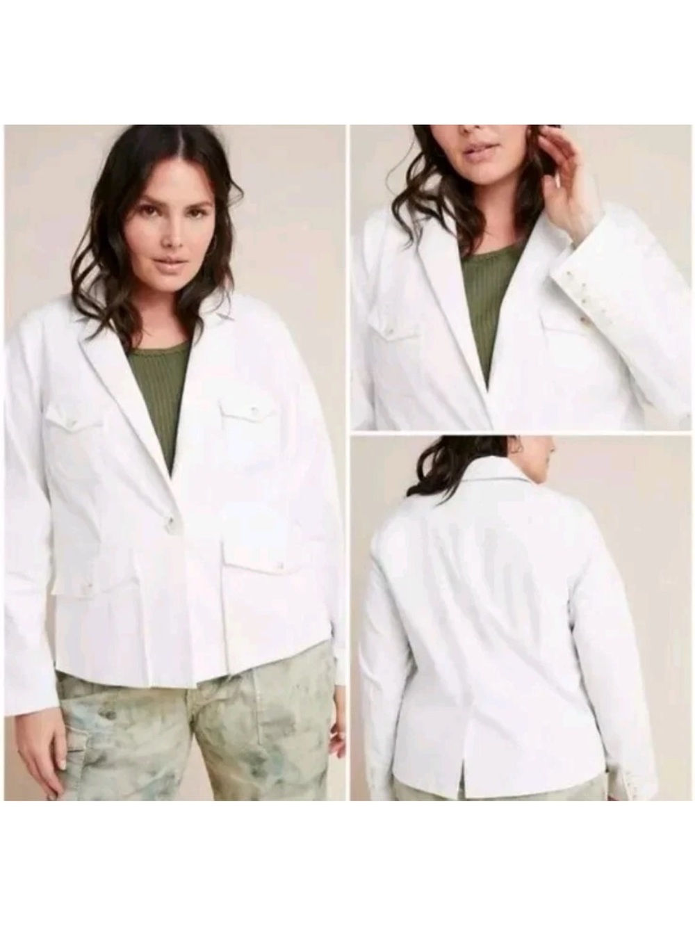 Anthropologie Neve Utility Jacket White Size 4‎ Cotton New with tags Flaw*